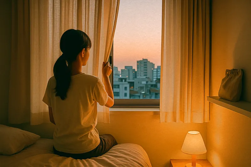여름 저녁 작은 창을 여는 감성적인 공간 연출 컷
