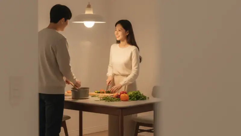 가족과 함께하는 저녁식사, 따뜻한 식탁 인테리어, family dinner on dining table