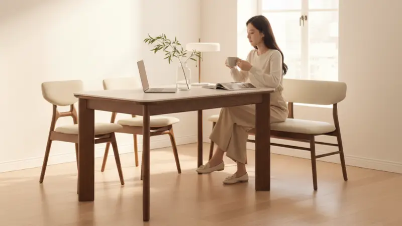 미라지가구 카라웨이 세라믹 식탁 - 식탁 위 노트북, 홈오피스 인테리어, home office on dining table