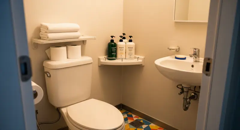 전세집 화장실 무타공 수납 아이템, rental bathroom storage