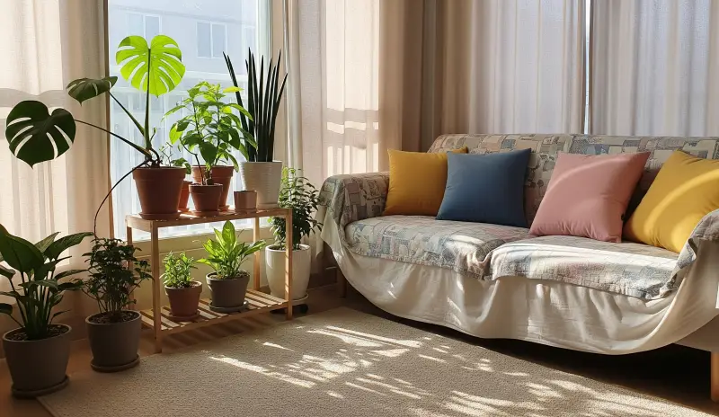 전셋집 꾸미기, 패브릭 인테리어, 실내 식물 인테리어, Fabric and plant cozy interior Korea