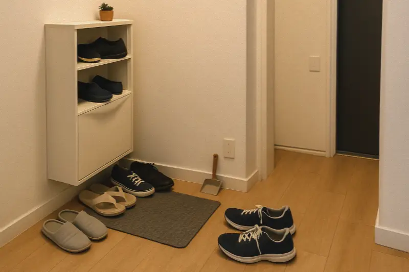 좁은 현관 인테리어 전 모습, slim shoe cabinet before, small entryway clutter