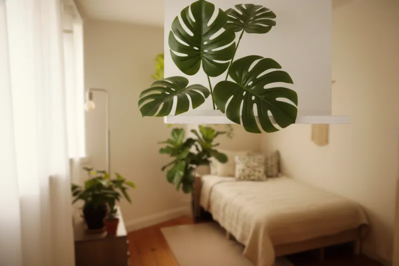 손이 닿지 않는 좁은 공간에 고품질 조화를 배치하여 식물 인테리어 효과를 연출한 모습.