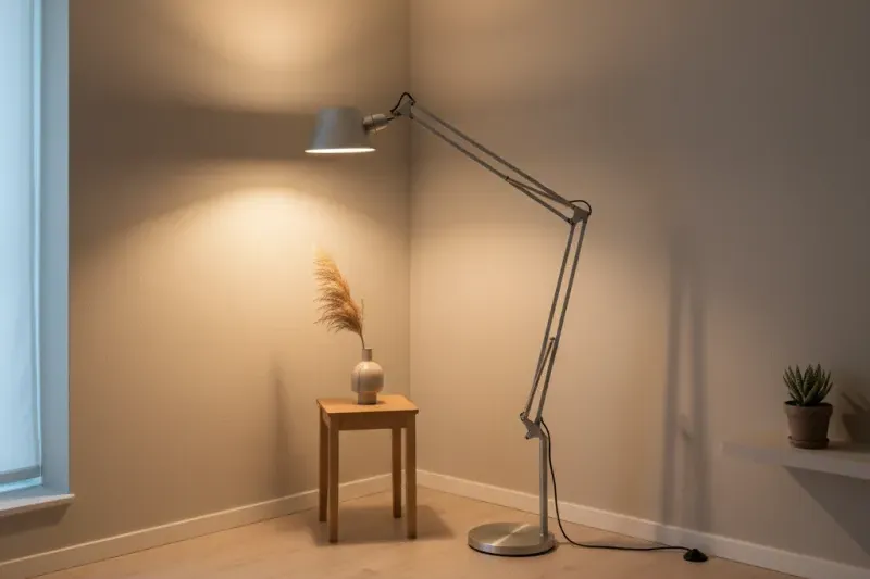 아르떼미데 톨로메오 st 디자인 장스탠드가 미니멀한 공간에서 인테리어 오브제로서의 역할을 수행하는 최종 모습.