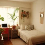 좁은 자취방 창가에 몬스테라와 작은 화분들을 배치하여 아늑하게 꾸민 플랜테리어.