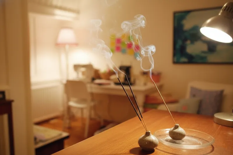 인도식 인센스와 일본식 인센스를 비교한 테이블 연출