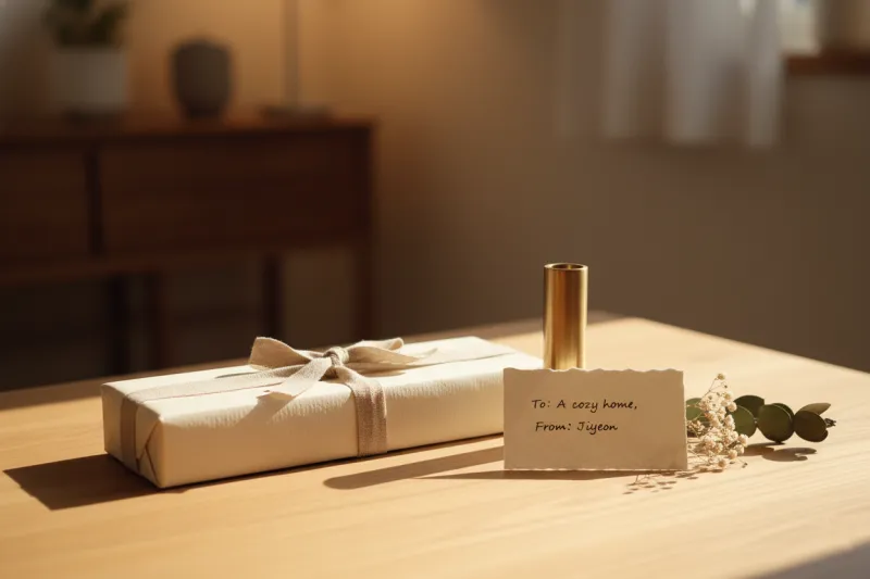 집들이 선물용 인센스 세트 감성 포장 장면