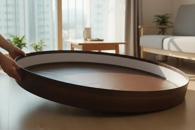 김장매트 크기를 확인하는 장면