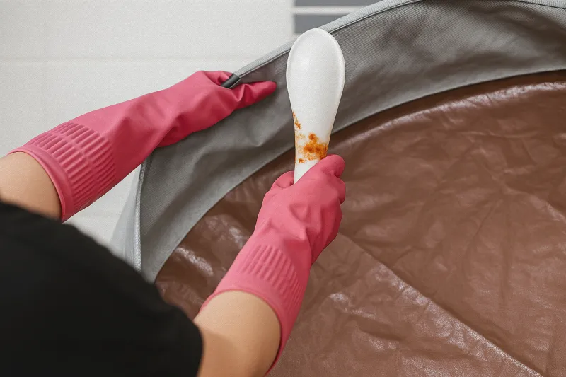 화장실에서 김장매트를 씻는 장면