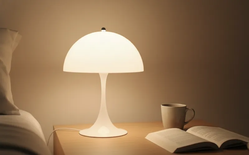 루이스폴센 판텔라 st 조명과 커피, 책이 함께 놓인 모습으로, 가성비 조명이 완성한 도시적인 감성 인테리어.