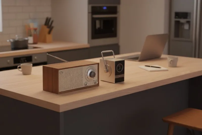 빔프로젝터와 블루투스 스피커를 함께 배치하여 내장 스피커 단점을 보완하는 실사용 환경 연출 사진.