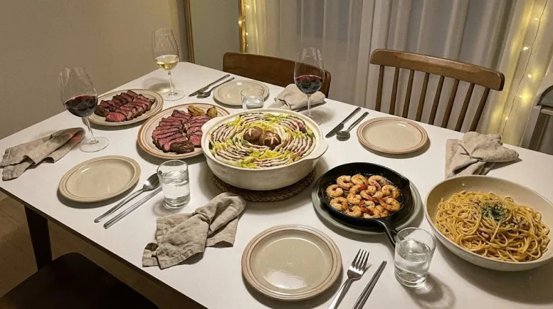 연말 홈파티 음식 상차림