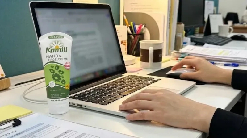 핸드크림 성분별 추천 - 사무실 책상 위 산뜻한 손과 글리세린 핸드크림