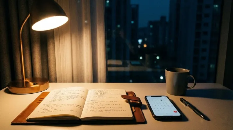 연말 밤 의료 정보 정리 장면