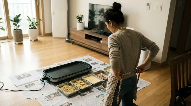명절 전 부치기 준비물 와이드 그릴 세팅