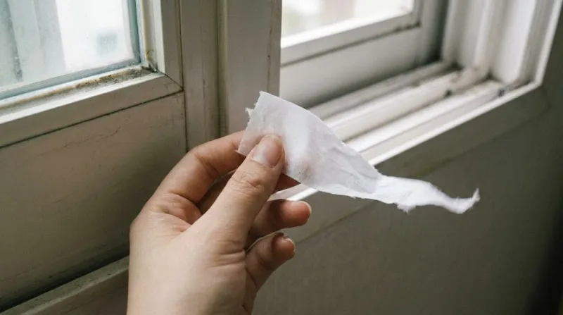 창문 외풍 확인 휴지 테스트