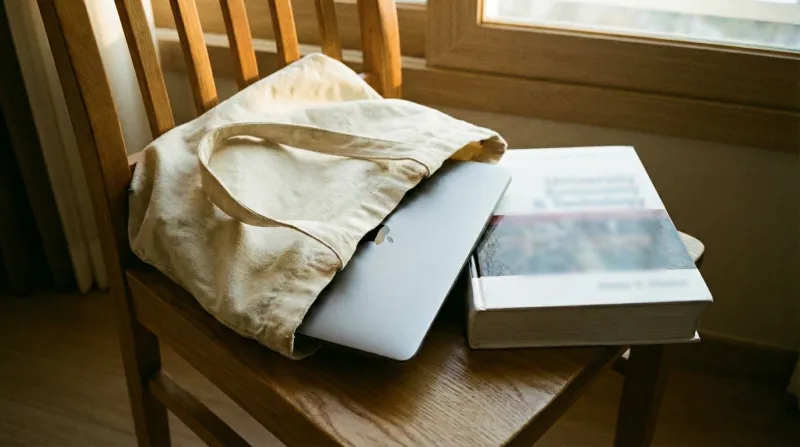 맥북 에어 에코백 수납 모습과 휴대성