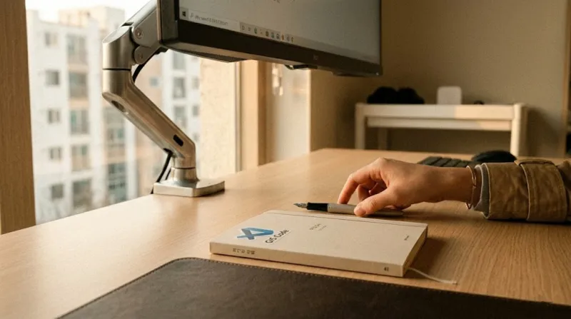 모니터암 활용 데스크셋업 공간 확보 효과