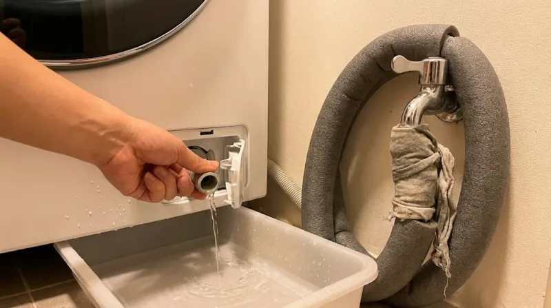 세탁기 동파 방지를 위한 잔수 제거와 보온 조치