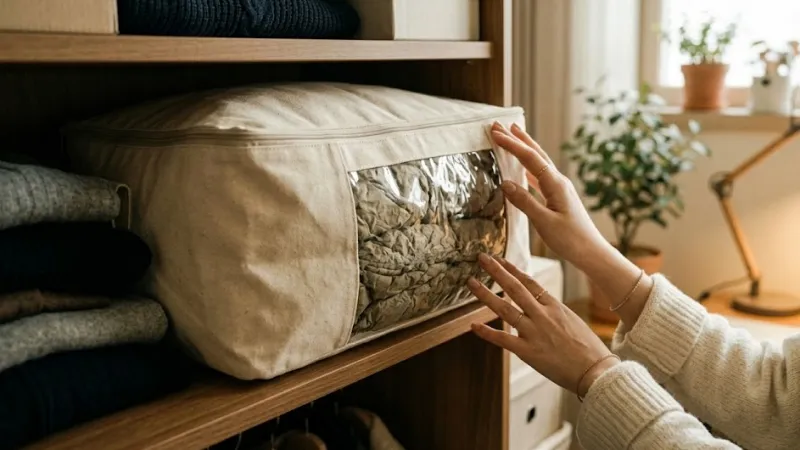 통기성 좋은 투명창 겨울옷 패딩 보관함