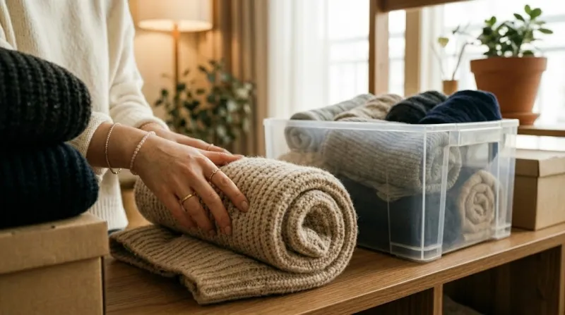 니트 늘어남 없는 보관을 위한 롤업 수납 테트리스