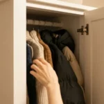 원룸 옷장 정리 전 겨울옷 패딩 수납 상태