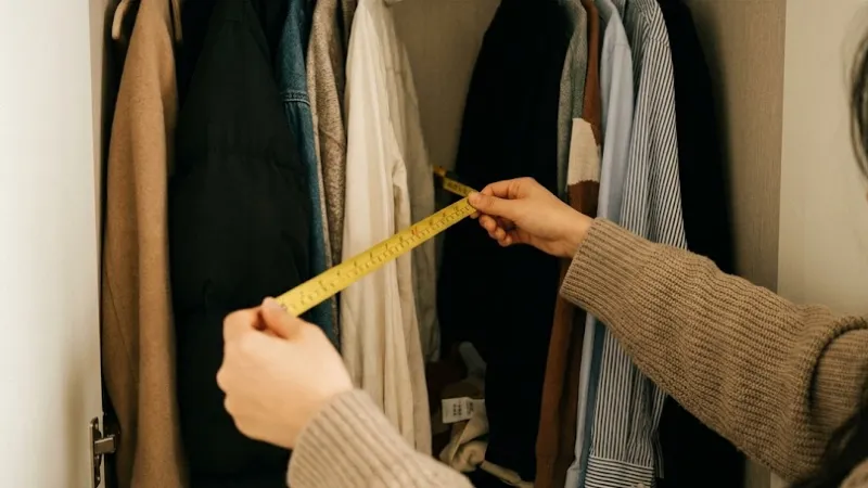 원룸 좁은 옷장 깊이 줄자 측정