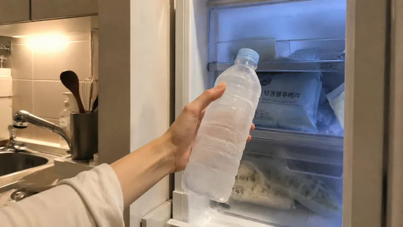 에어컨 없을 때 시원하게 얼린 생수병 냉동실 쿨링 팁