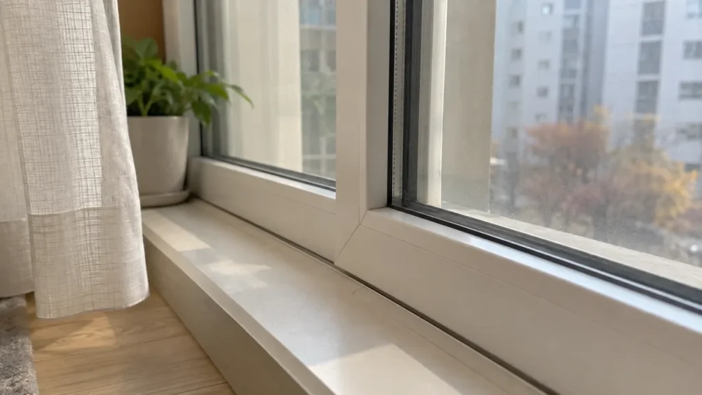 겨울철 외풍 점검을 위한 아파트 창문 틈새와 창틀